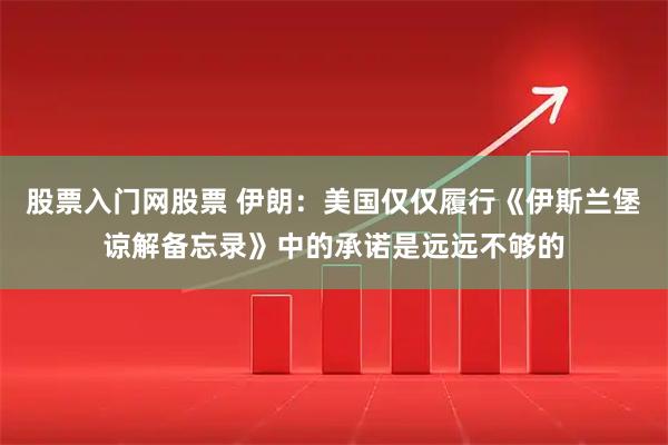 股票入门网股票 伊朗：美国仅仅履行《伊斯兰堡谅解备忘录》中的承诺是远远不够的